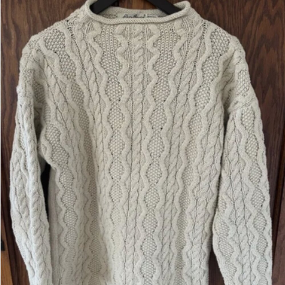Vintage Eddie Bauer Cotton Cream Mock Neck Sweater Size S/P Like New